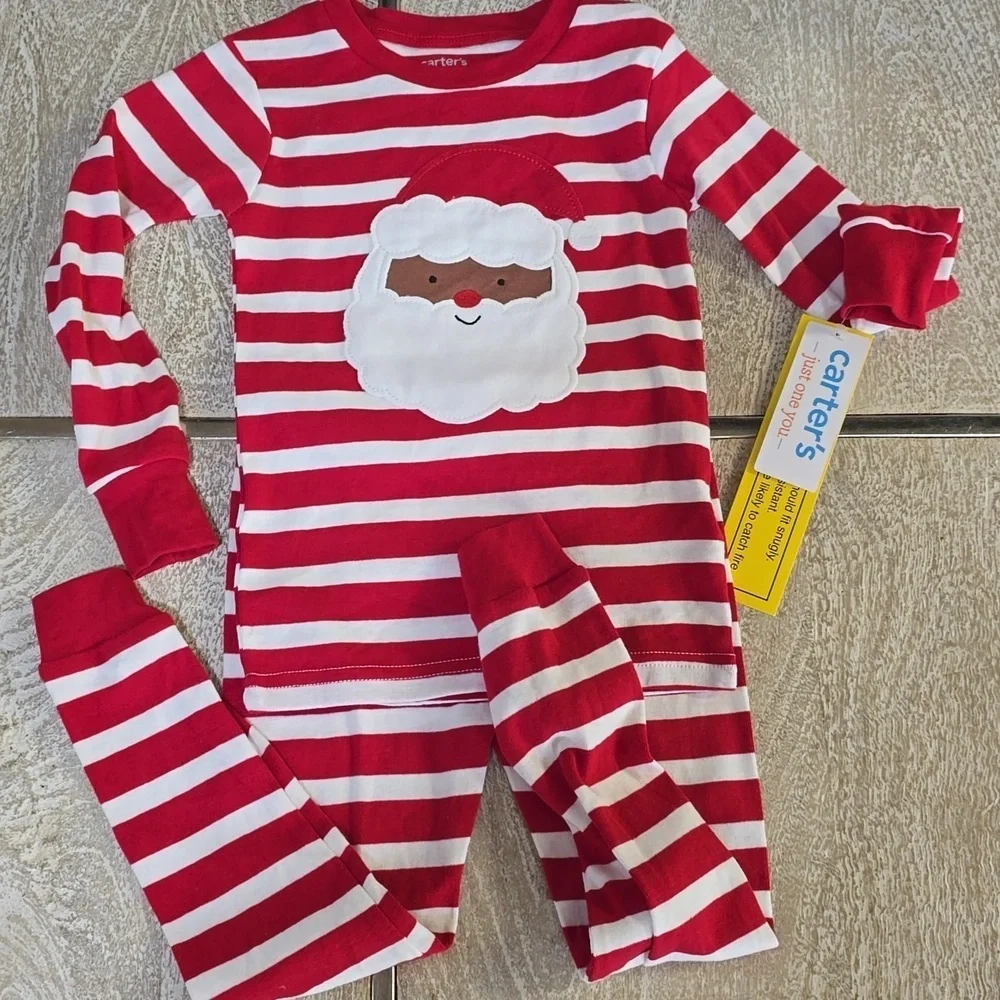 Carters Just For You Toddler Christmas Black Santa Pajamas Size 3T